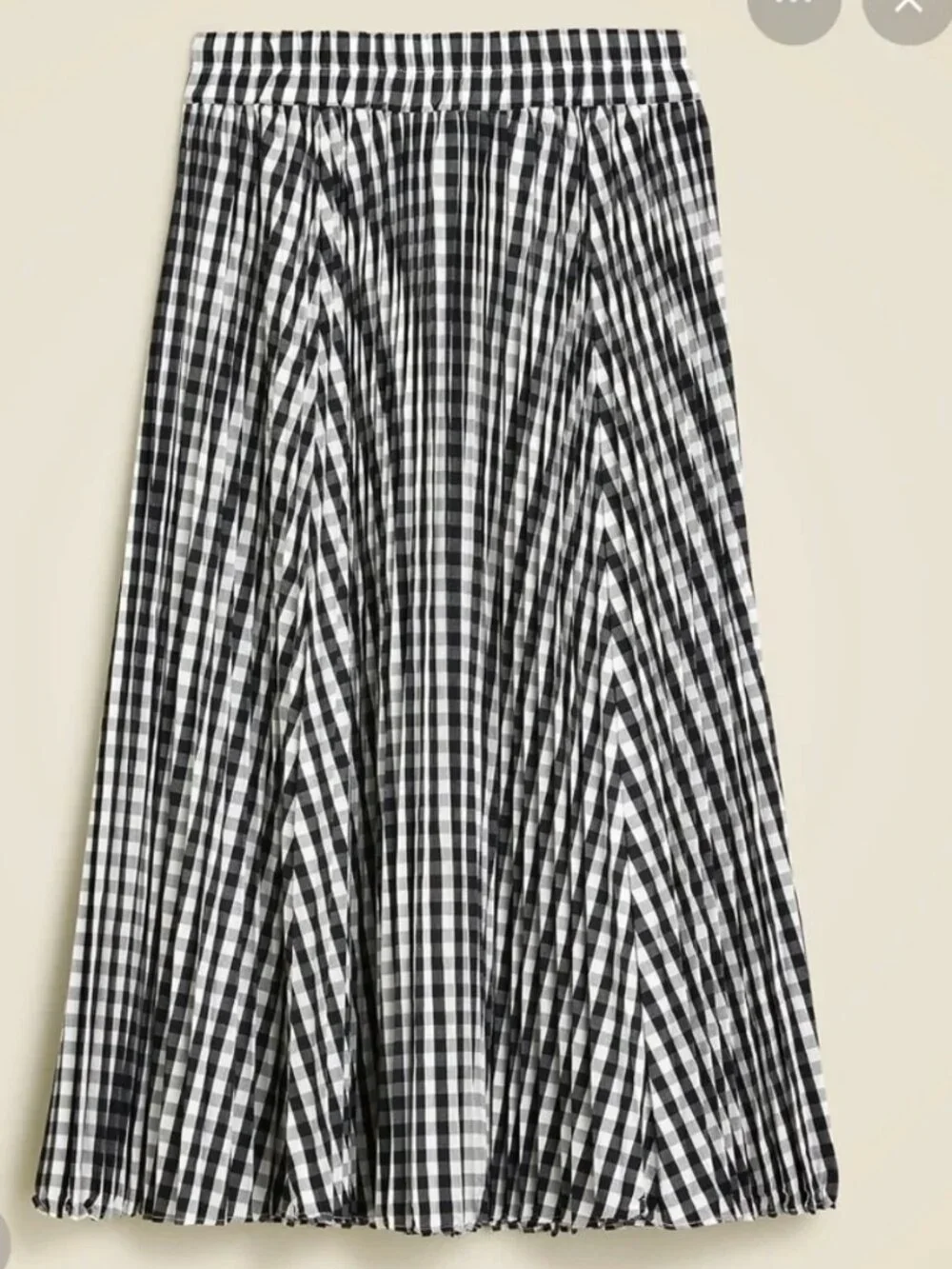 J.Crew Gwyneth Pleated Skirt in Gingham Black and White Sz M